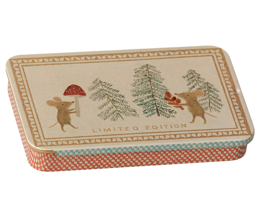 Maileg Metal box w. sliding lid – Christmas mice
