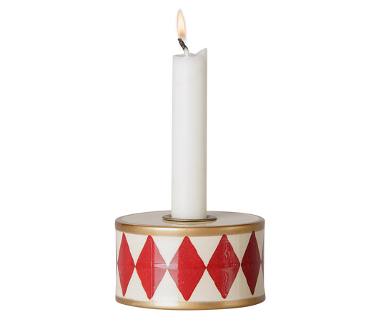 Maileg Candle holder, Drum – Red/Off white