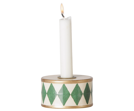 Maileg Candle holder, Drum – Green/Off white