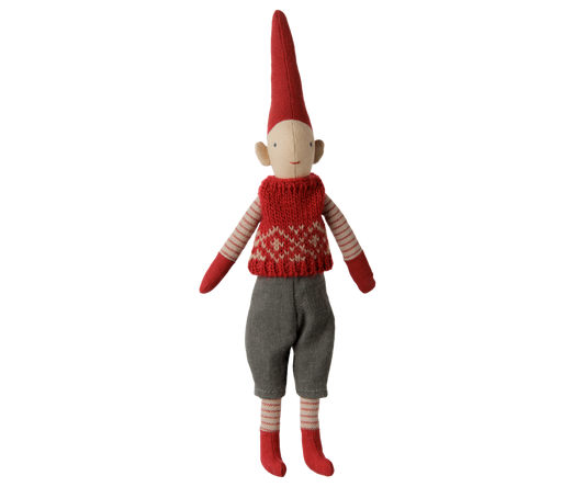 Maileg Pixy, Size 1 – Boy – Red knitted vest