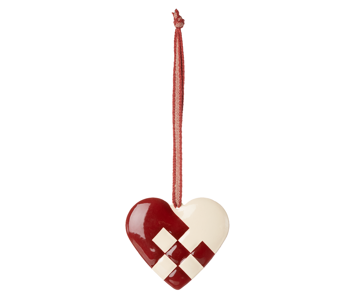 Maileg Metal ornament, Small heart – Red