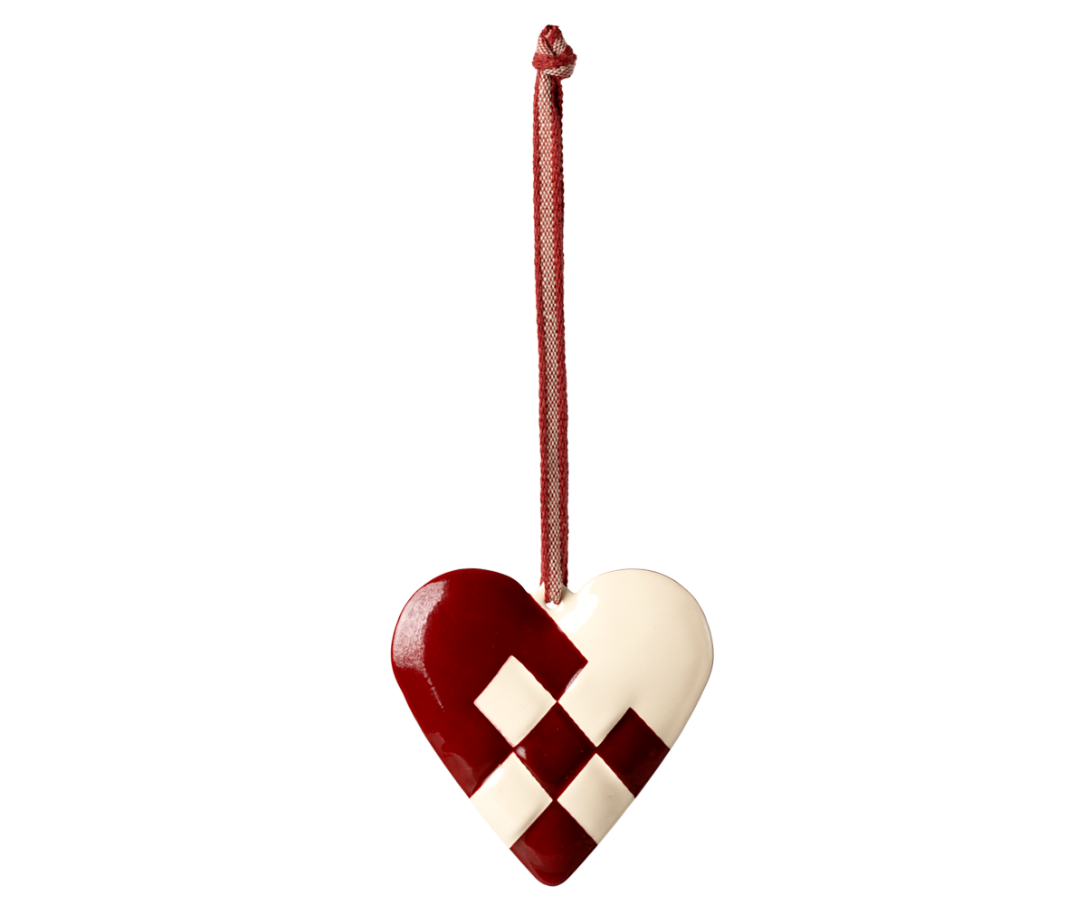 Maileg Metal ornament, Large heart – Red