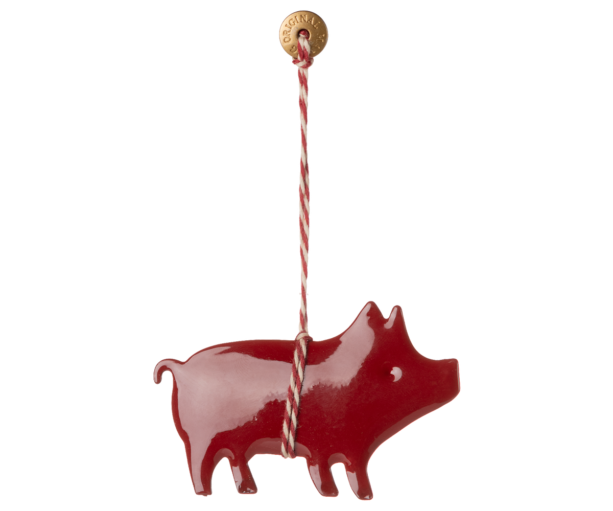 Maileg Metal ornament, Pig – Red