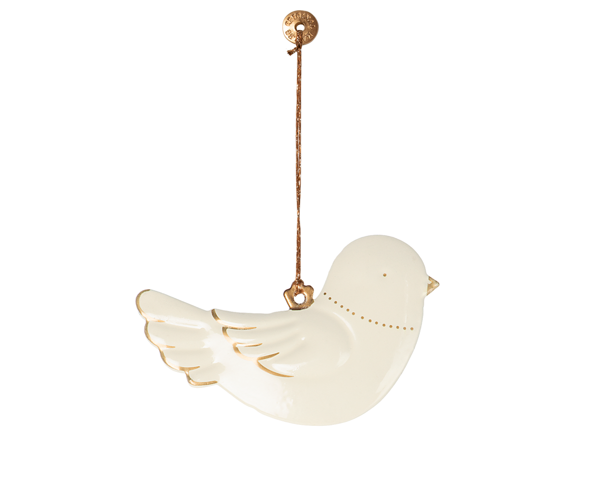 Maileg Metal ornament, Bird – Off white/Gold