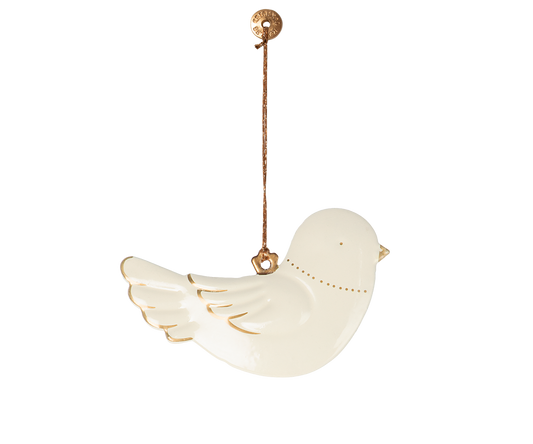 Maileg Metal ornament, Bird – Off white/Gold