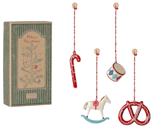 Maileg Metal ornament gift set – Peter's Christmas – Red/Blue