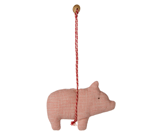 Maileg Fabric ornament, Pig – Checker – Rose