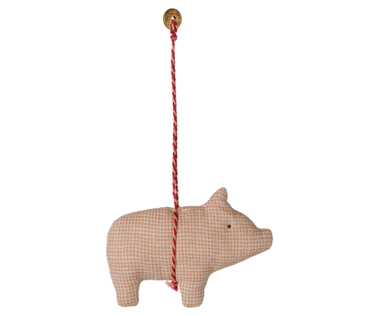 Maileg Fabric ornament, Pig – Checker – Powder
