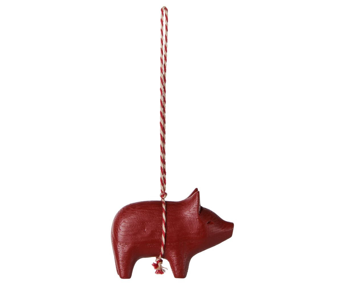 Maileg Wooden ornament, Pig – Red
