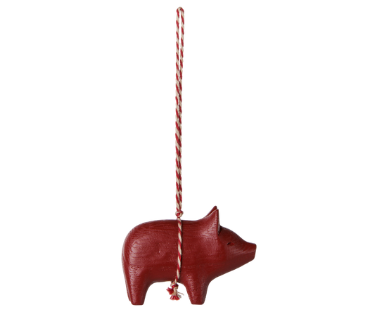 Maileg Wooden ornament, Pig – Red