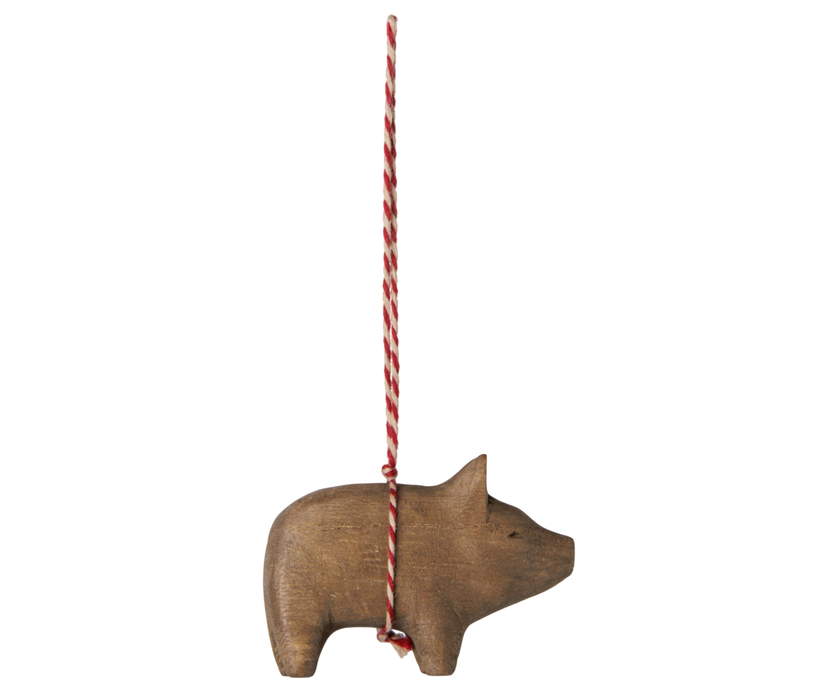 Maileg Wooden ornament, Pig – Nature