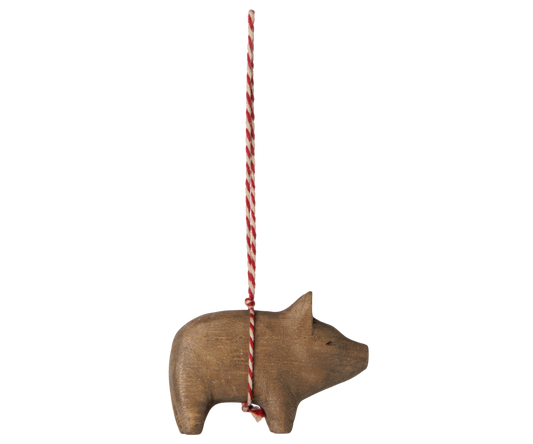 Maileg Wooden ornament, Pig – Nature