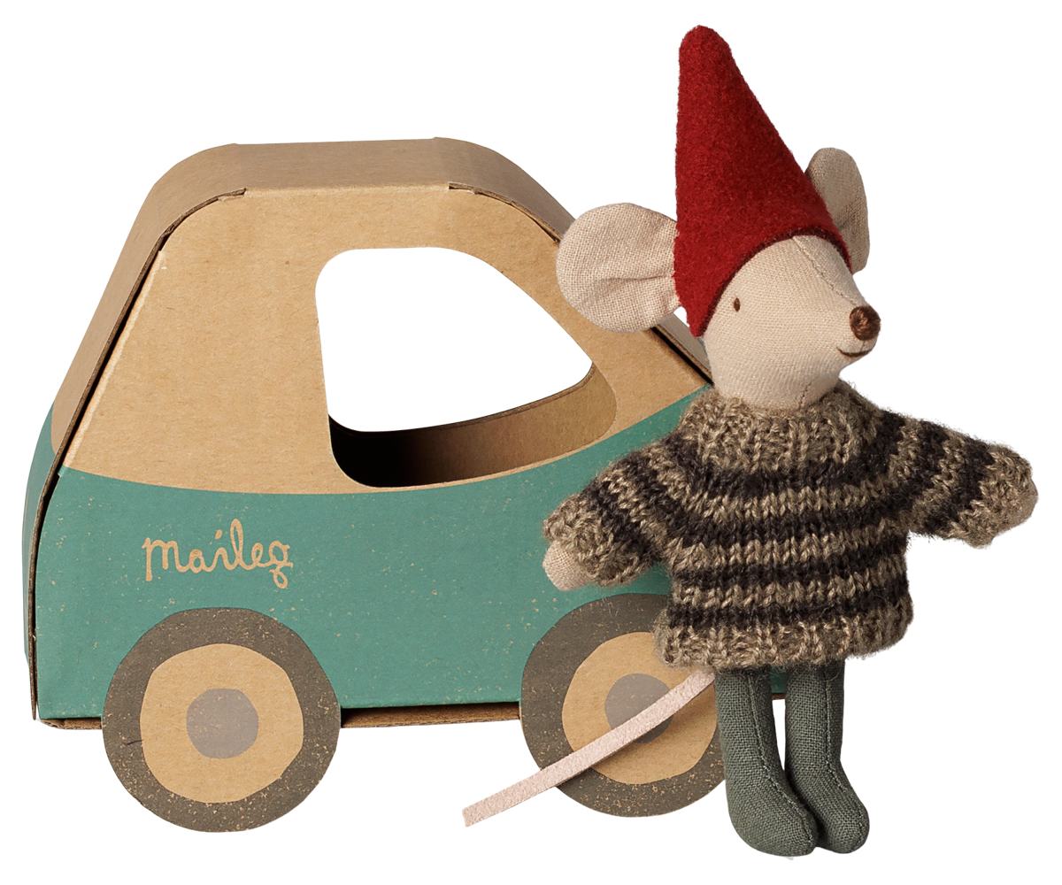 Maileg Christmas mouse, kleiner Bruder in car box