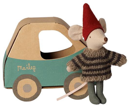 Maileg Christmas mouse, kleiner Bruder in car box
