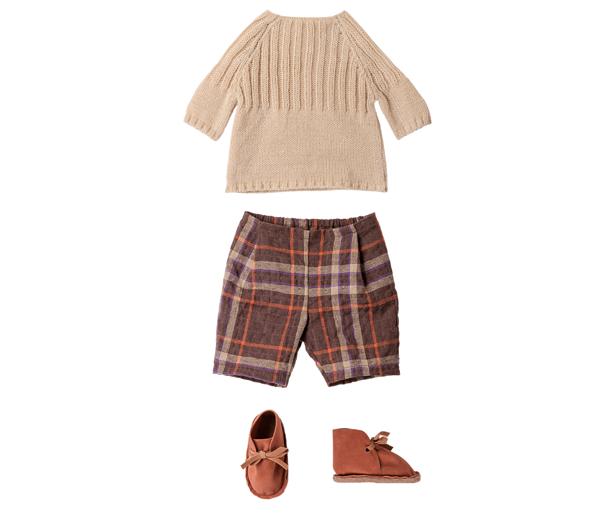 Maileg Pants and knitted sweater, Size 4 – Off white