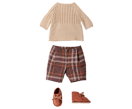 Maileg Pants and knitted sweater, Size 4 – Off white