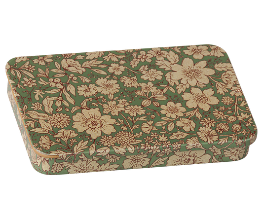 Maileg Metal box w. sliding lid – Blossom – Blue