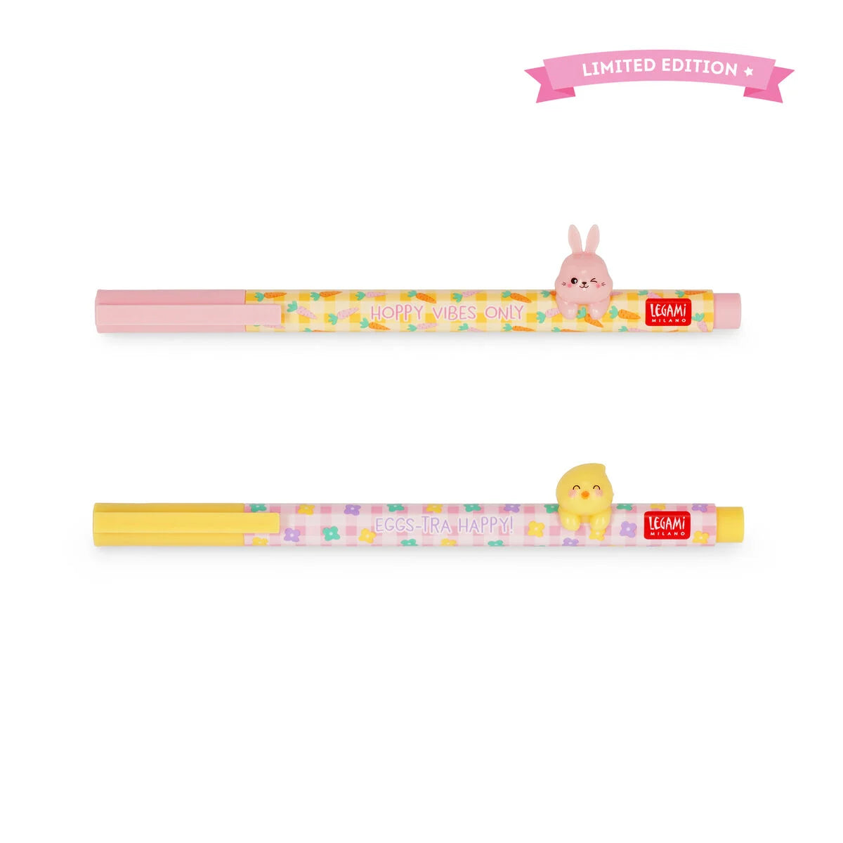 Legami Set aus 2 Gelstiften mit Deko-Tierchen - Lovely Friends - Hoppy Easter und Osterei zum bemalen