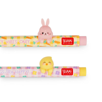 Legami Set aus 2 Gelstiften mit Deko-Tierchen - Lovely Friends - Hoppy Easter und Osterei zum bemalen