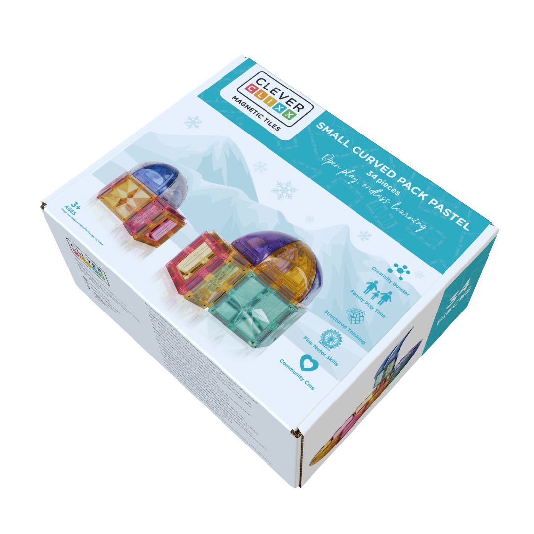 Cleverclixx Magnetbausteine Small Curved Pack Pastell - 34 Teile