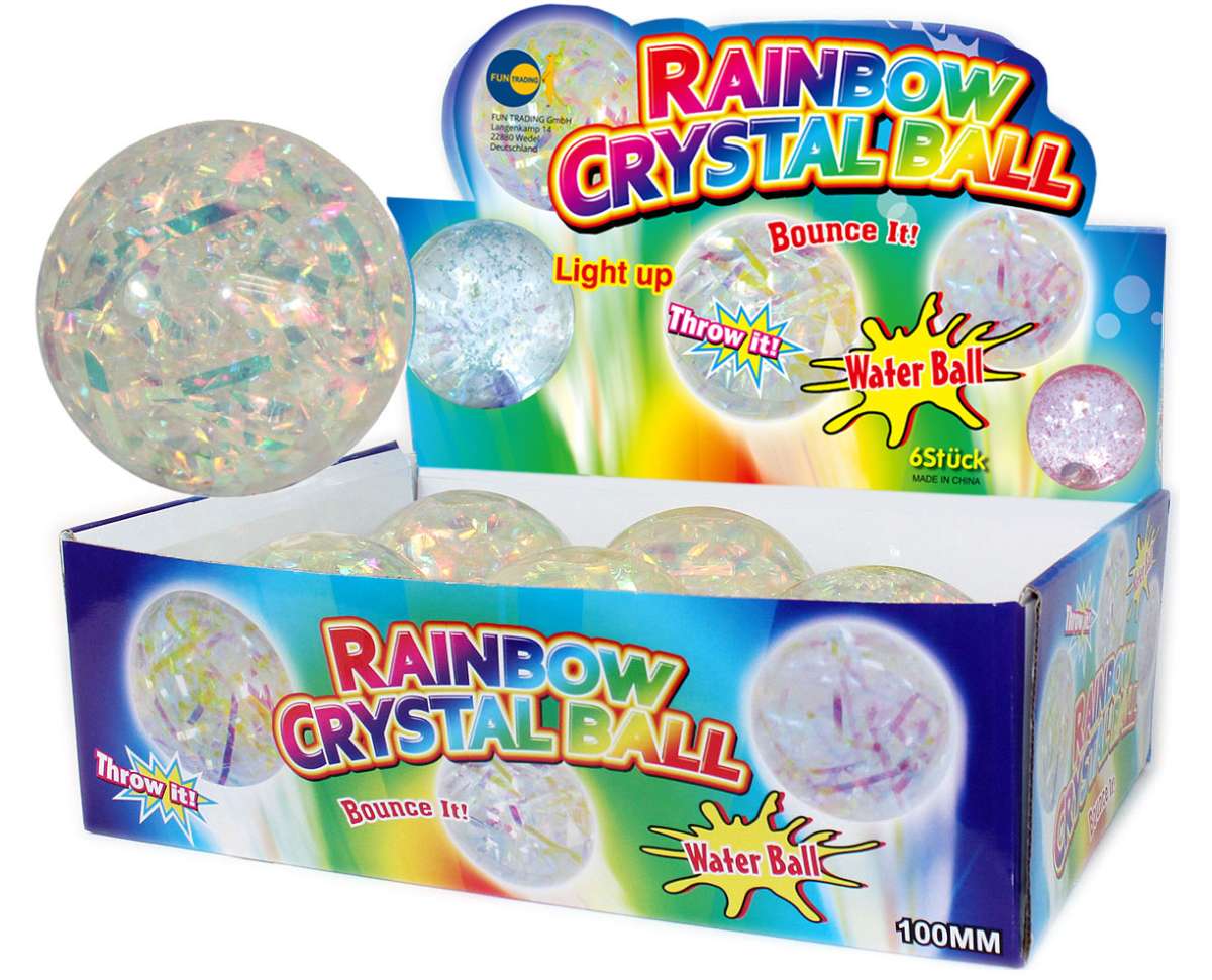 Glitzerflummi 100 mm RAINBOW mit Licht