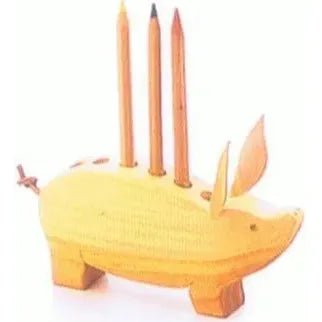 Drei Blätter Stiftehalter Schwein