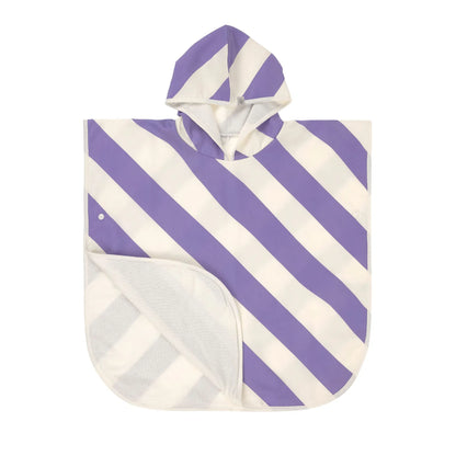 Lässig UV BADEPONCHO KINDER - STREIFEN, PURPLE WEISS
