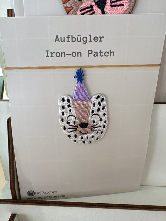 HejPatches Aufbügler Leopard mit Partyhut