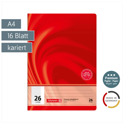 Brunnen Schulheft Premium Vivendi A4, Lineatur 26, 16 Blatt, rot