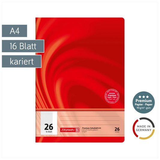 Brunnen Schulheft Premium Vivendi A4, Lineatur 26, 16 Blatt, rot
