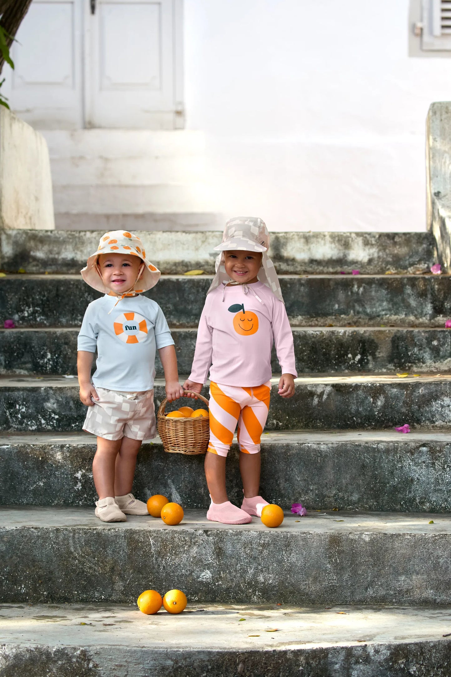 Lässig SONNENHUT KINDER (UV SCHUTZ) - ORANGE, WEISS