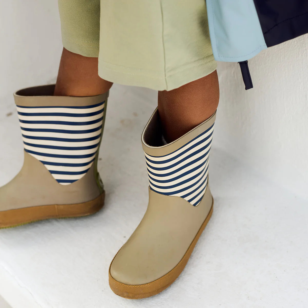 Wheat Rubber Boot Juno blue stripe