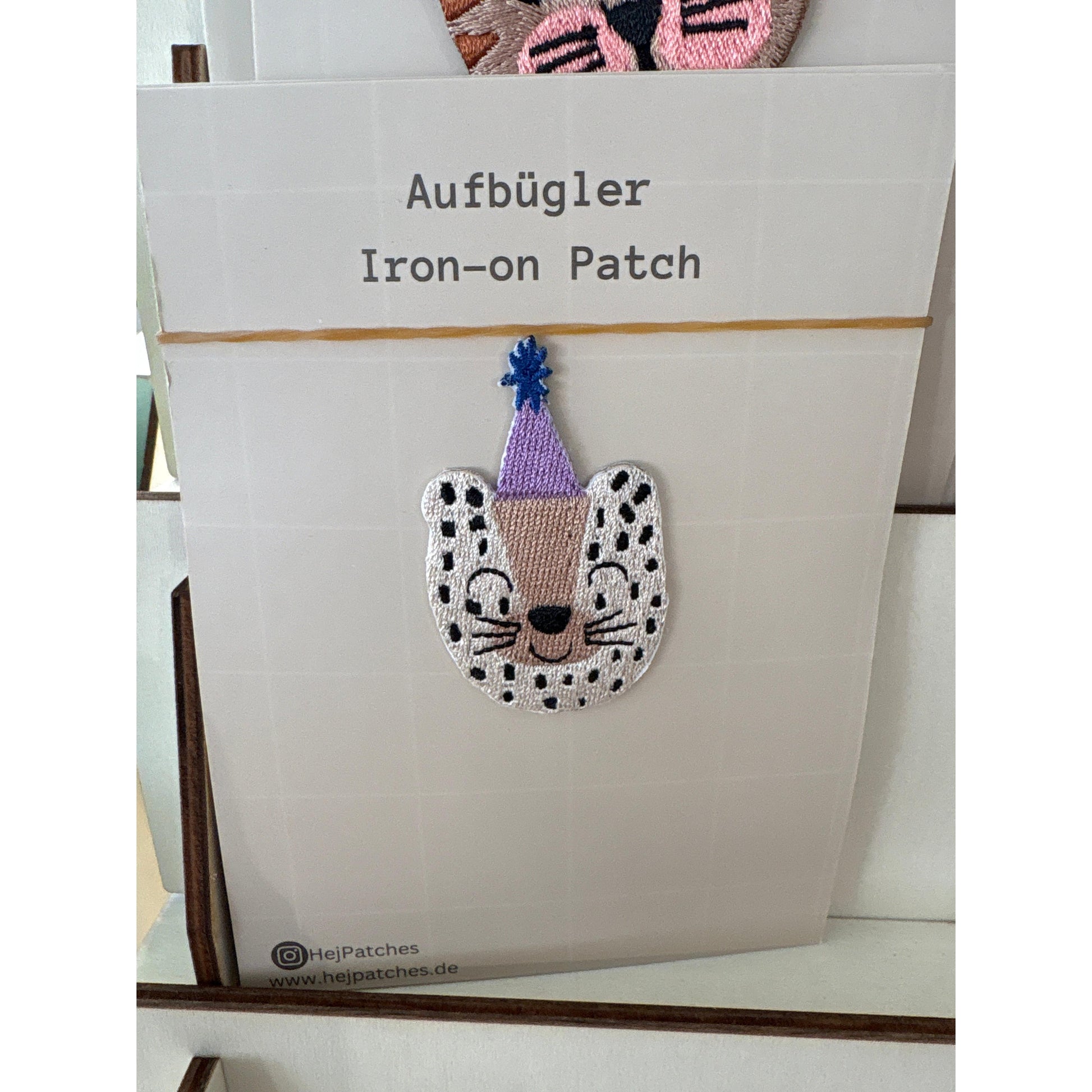 HejPatches Aufbügler Leopard mit Partyhut