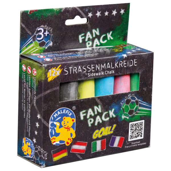 Malfix 12 x Strassenmalkreide Fußball Fanpack