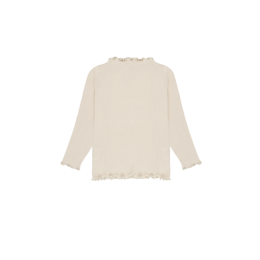 Leevje Longsleeve 'light beige' mit hohem Kragen