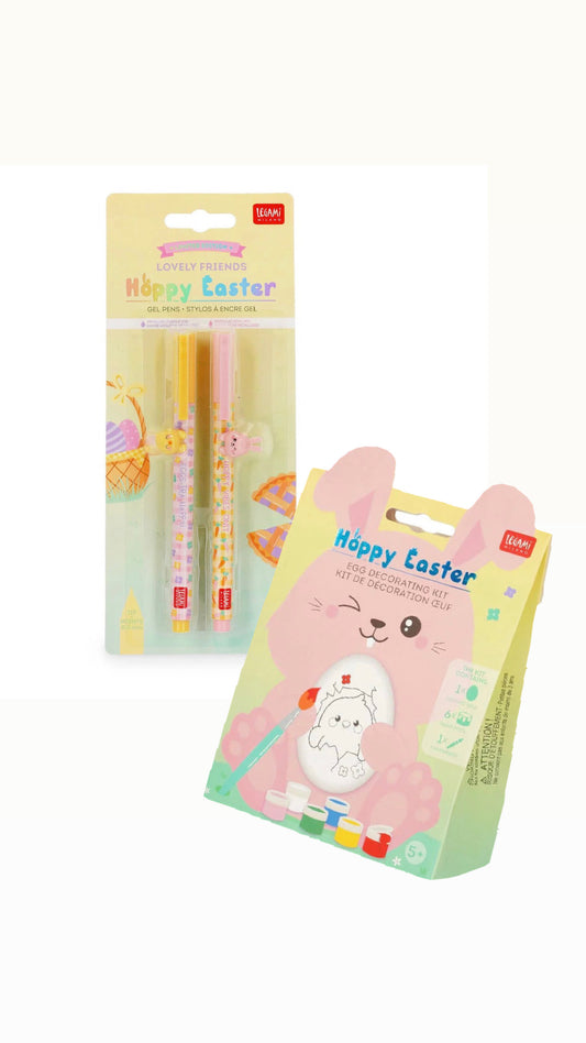 Legami Set aus 2 Gelstiften mit Deko-Tierchen - Lovely Friends - Hoppy Easter und Osterei zum bemalen