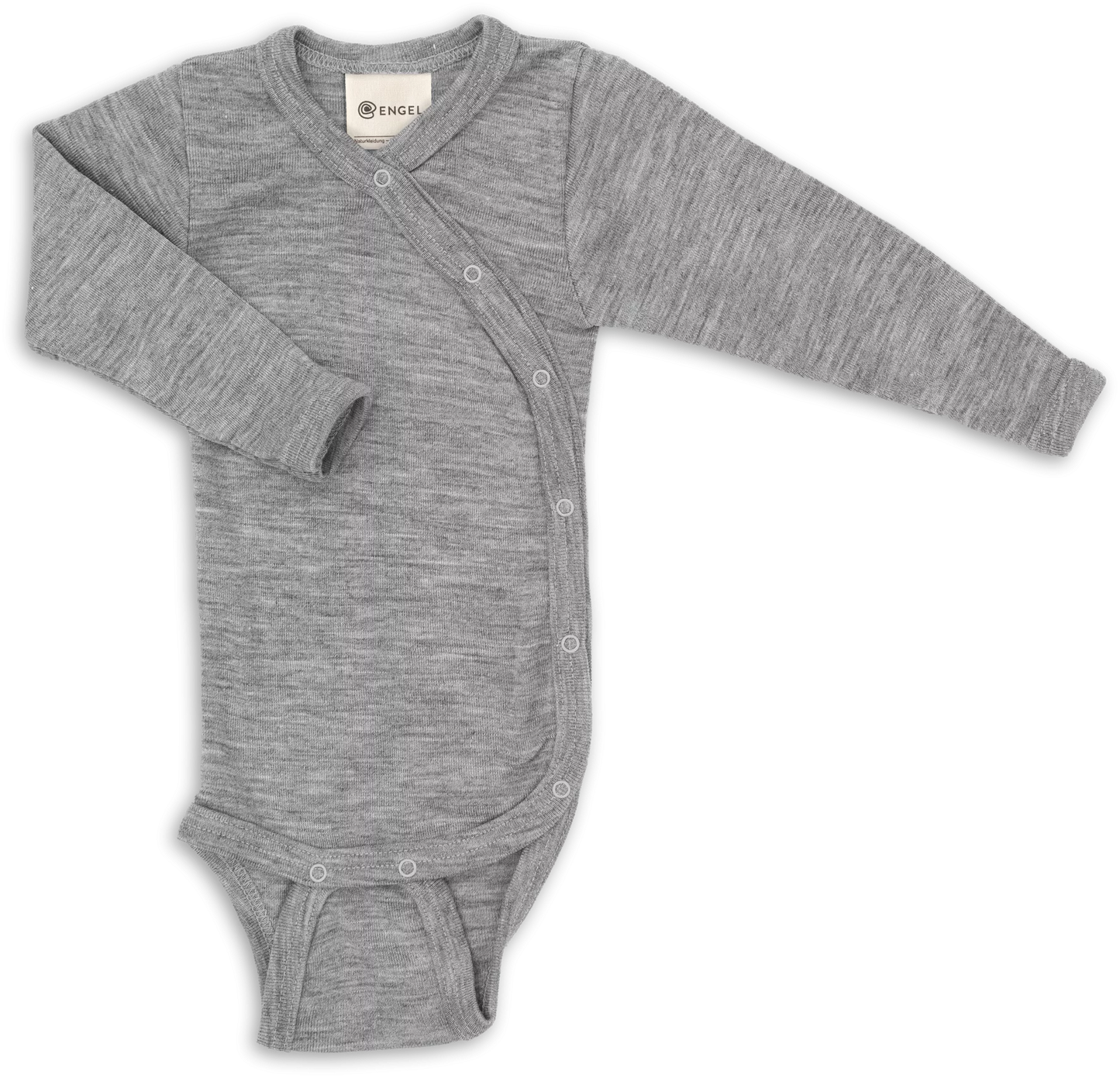 Engel Baby-Wickelbody, langarm, GOTS – hellgrau melange