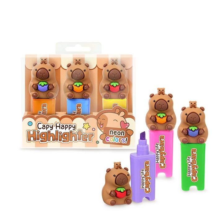 Trendhaus Capybara Happy Capy Highlighter 3er-Set neon