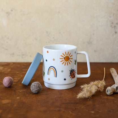 Ava&Yves Porzellanset Nature Kids mit Teller (19cm), Becher und Müslischale