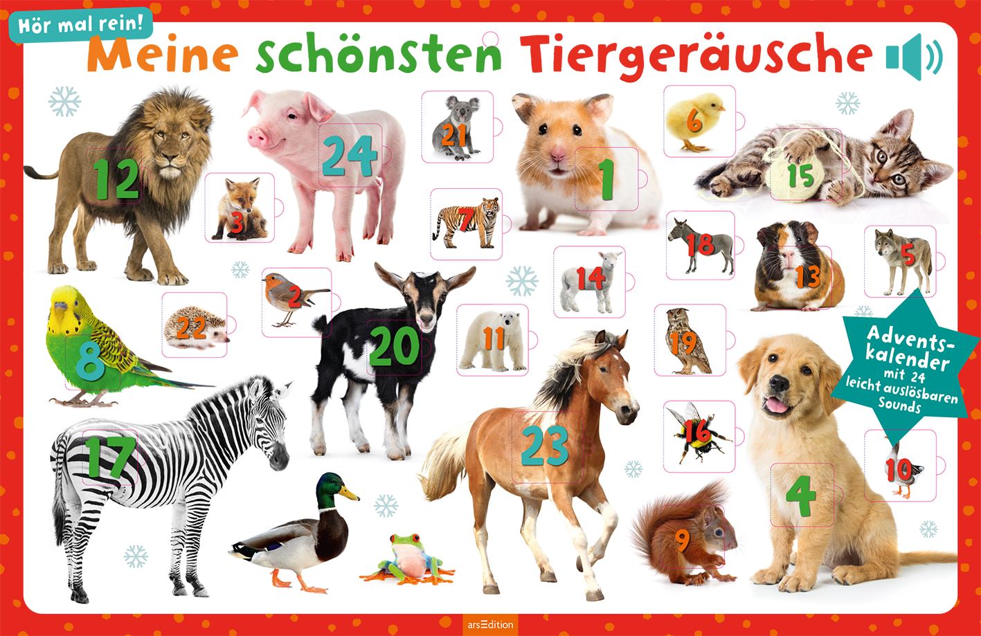 arsEdition Hör mal rein! Meine schönsten Tiergeräusche - Adventskalender mit 24 Sounds