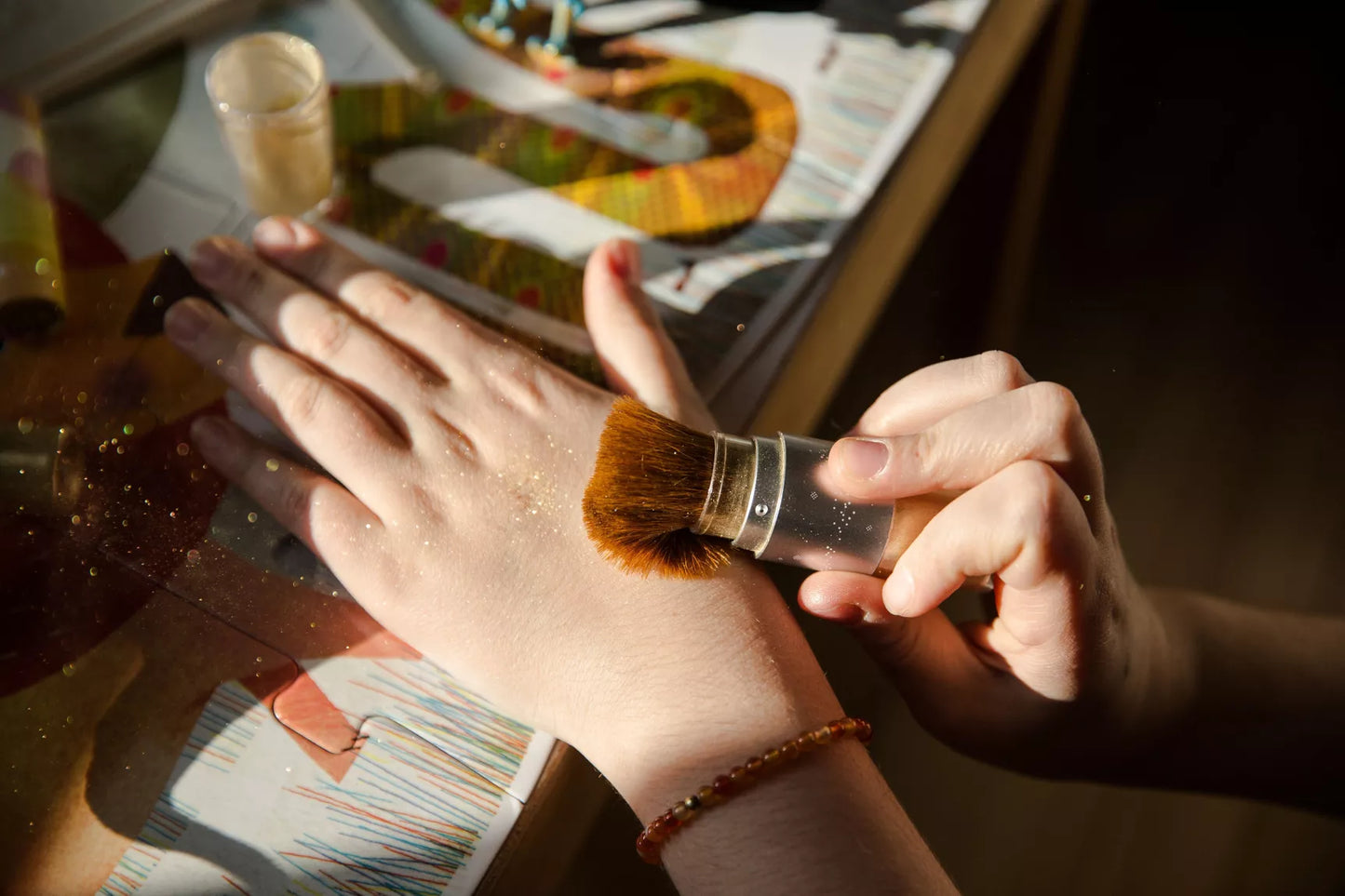 Namaki Kosmetiktasche - goldenes Glitzertäschchen Fuchs