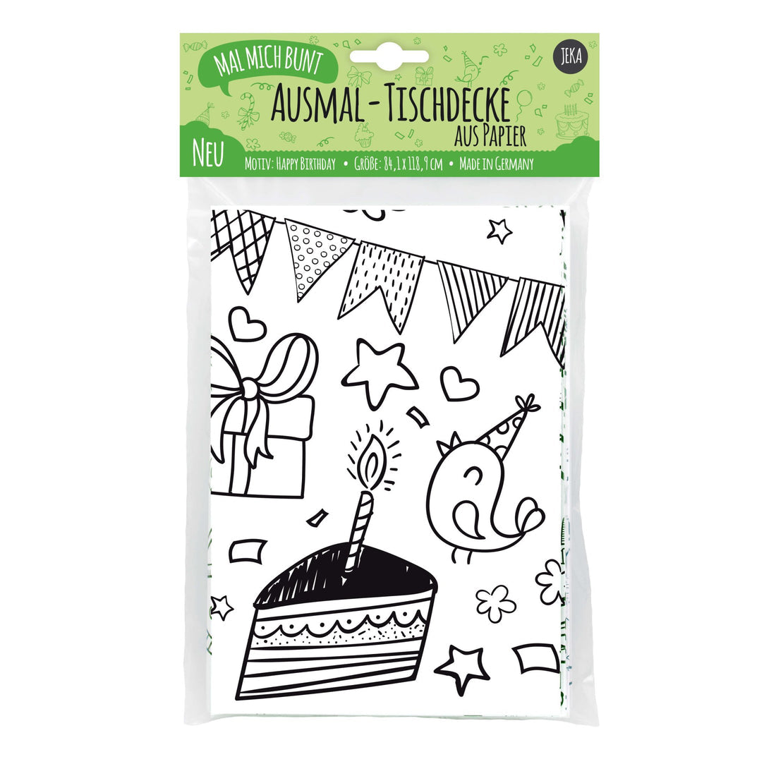 Malmichbunt Ausmal-Tischdecke aus Papier Happy Birthday