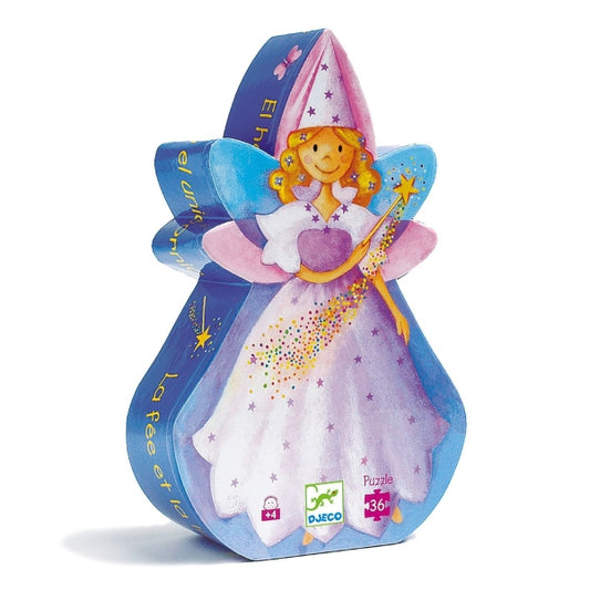 Puzzle Fee & Einhorn – 36 Teile im Silhouettenkoffer