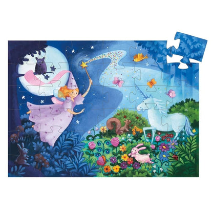 Puzzle Fee & Einhorn – 36 Teile im Silhouettenkoffer