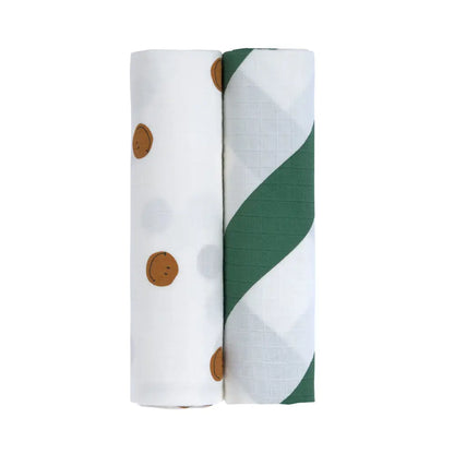 Lässig Mulltücher 2er Set 120 x 120 cm - Bio Baumwolle, Happy Rascals, Smile