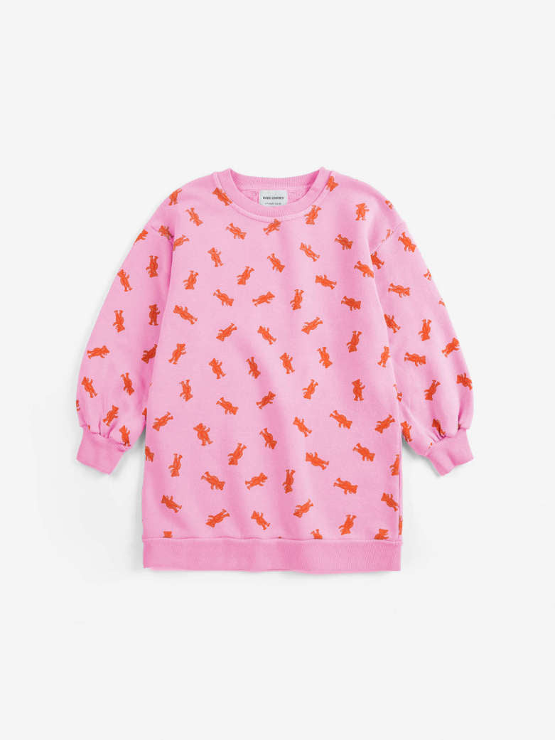 Bobo Choses Softpaw Monster all over sweatshirt dress
