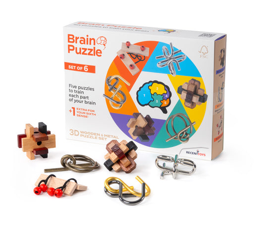 Holz Brain Puzzle Set mit 6 Stück