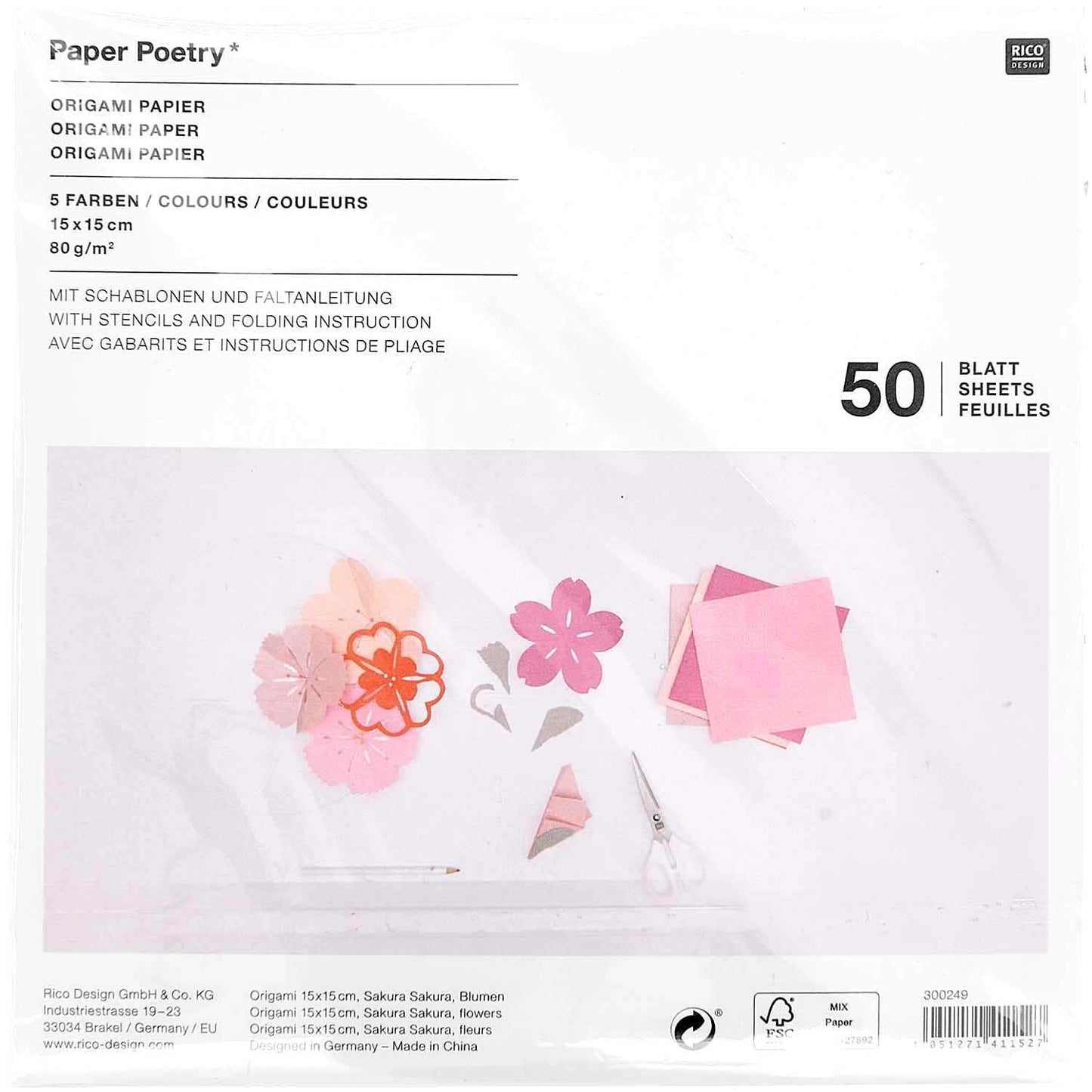 Paper Poetry origami Papier 5 Farben