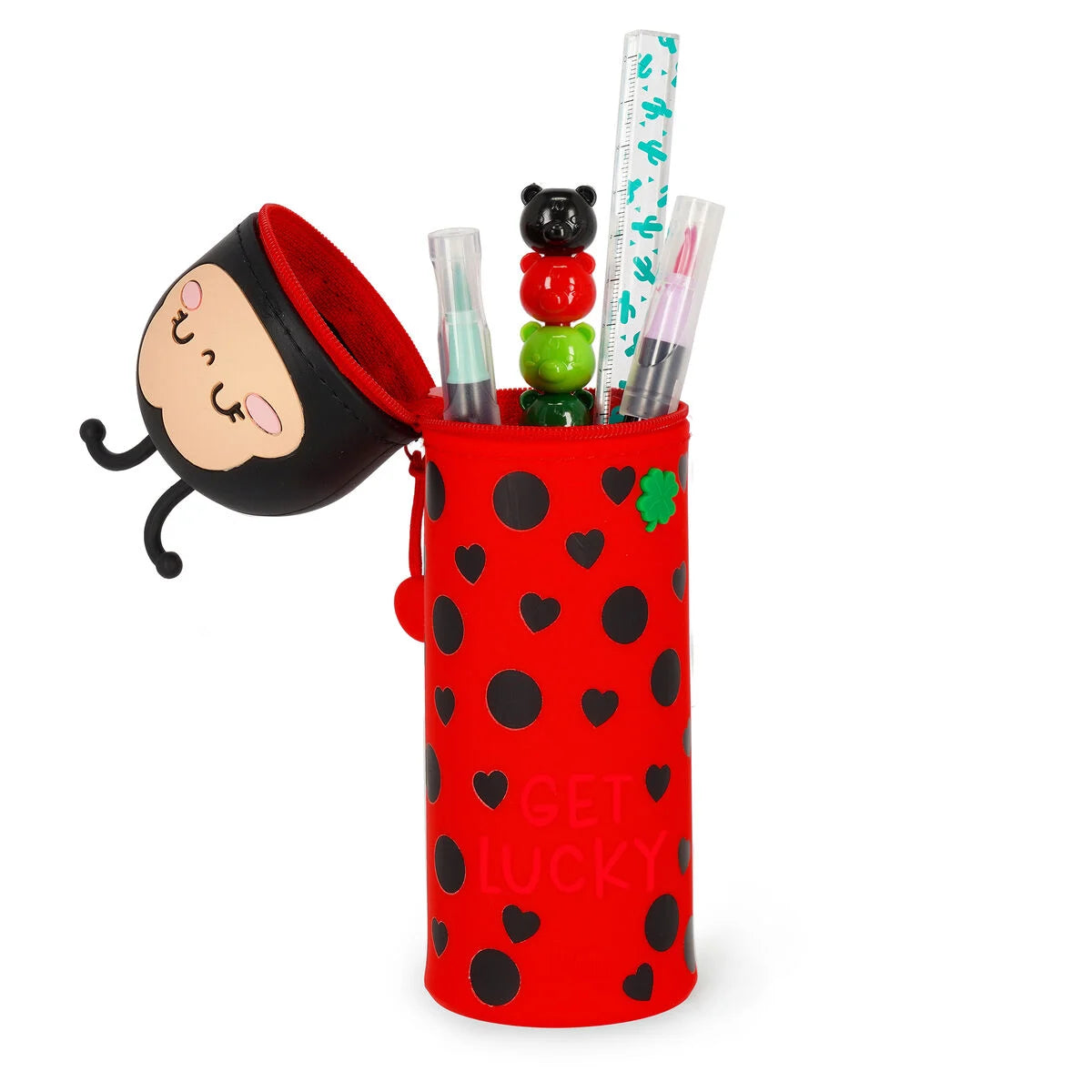 Legami 2-in-1-Federmäppchen aus Silikon Ladybug „Get Lucky“