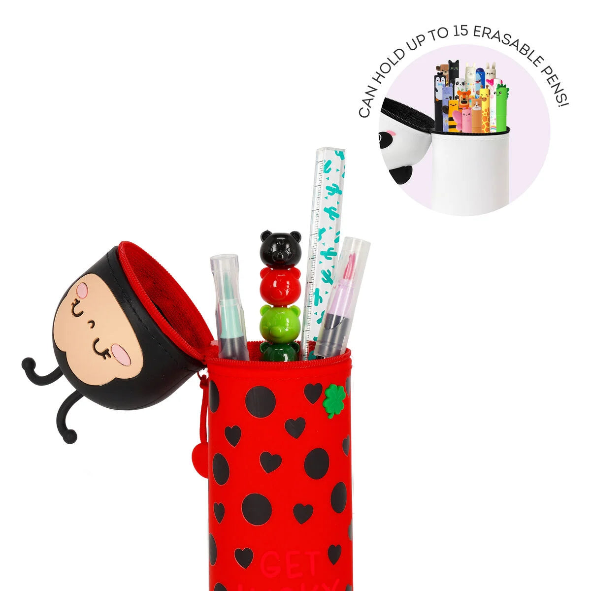 Legami 2-in-1-Federmäppchen aus Silikon Ladybug „Get Lucky“